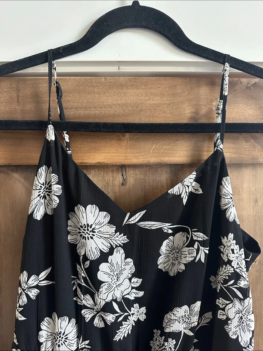 J Crew Tiered Black and White Floral Dress